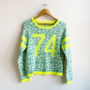 Juicy Couture Pullover Sweater Green Cheetah Sz M